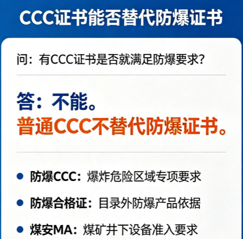 CCC证书能否替代防爆证书